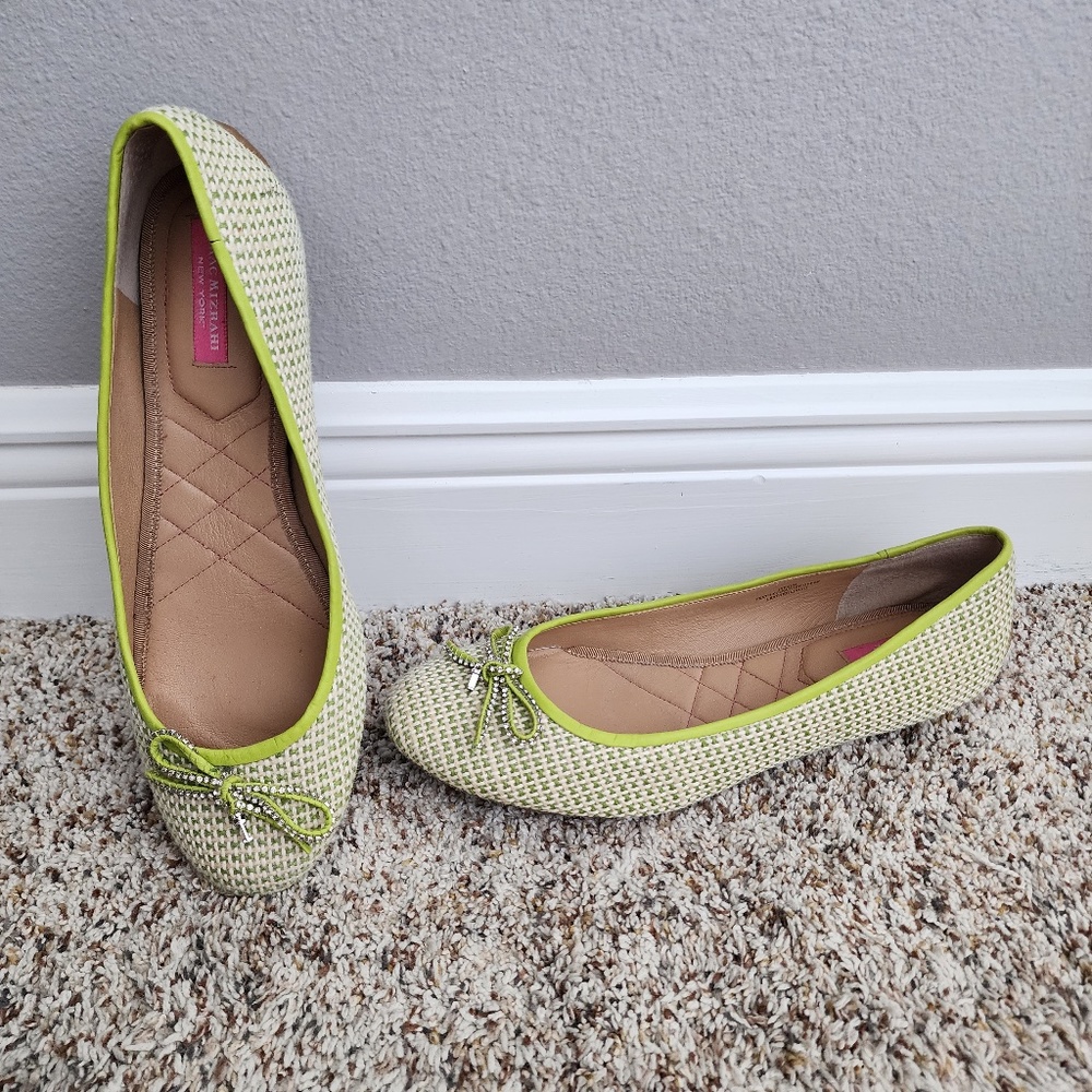 Ballerina Flats Isaac Mizrahi Green Woven 10 Balletcore
